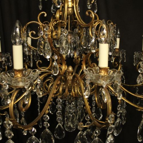 ITALIAN GILDED BRONZE CRYSTAL 13 LIGHT ANTIQUE CHANDELIER - ADDITIONAL PHOTO 6