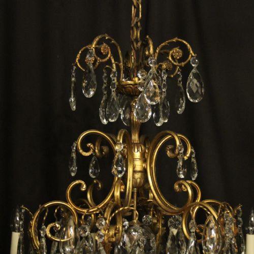 ITALIAN GILDED BRONZE CRYSTAL 13 LIGHT ANTIQUE CHANDELIER - ADDITIONAL PHOTO 7
