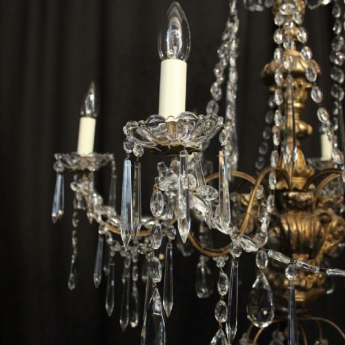 GENOA 6 LIGHT GILTWOOD CRYSTAL ANTIQUE CHANDELIER - ADDITIONAL PHOTO 1