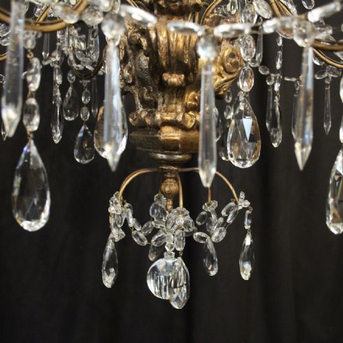 GENOA 6 LIGHT GILTWOOD CRYSTAL ANTIQUE CHANDELIER - ADDITIONAL PHOTO 2
