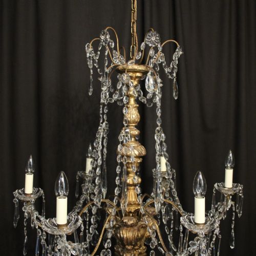 GENOA 6 LIGHT GILTWOOD CRYSTAL ANTIQUE CHANDELIER - ADDITIONAL PHOTO 3
