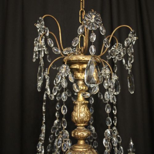 GENOA 6 LIGHT GILTWOOD CRYSTAL ANTIQUE CHANDELIER - ADDITIONAL PHOTO 4
