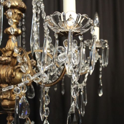 GENOA 6 LIGHT GILTWOOD CRYSTAL ANTIQUE CHANDELIER - ADDITIONAL PHOTO 7