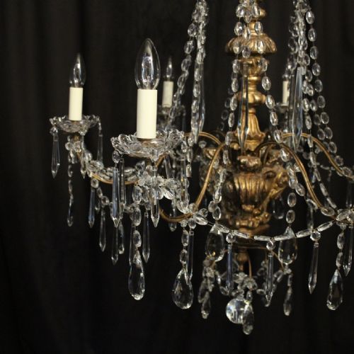 GENOA 6 LIGHT GILTWOOD CRYSTAL ANTIQUE CHANDELIER - ADDITIONAL PHOTO 8