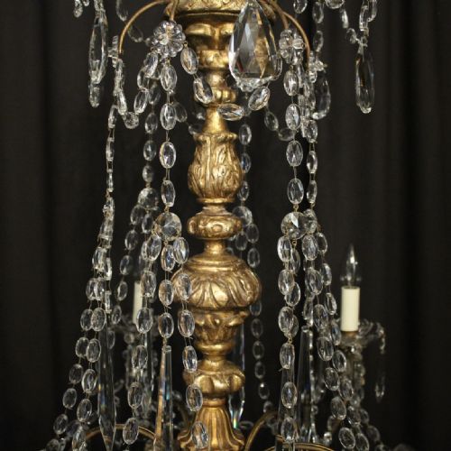 GENOA 6 LIGHT GILTWOOD CRYSTAL ANTIQUE CHANDELIER - ADDITIONAL PHOTO 9