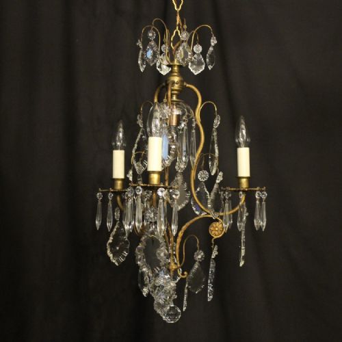 french gilded birdcage 4 light antique chandelier - CATEGORY: ANTIQUE LIGHTING - DATED 1920