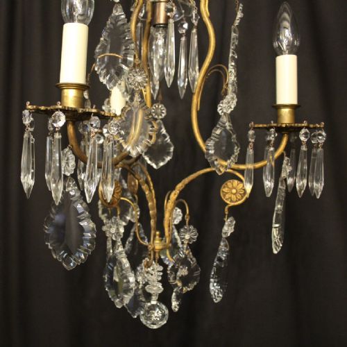 FRENCH GILDED BIRDCAGE 4 LIGHT ANTIQUE CHANDELIER - ADDITIONAL PHOTO 3