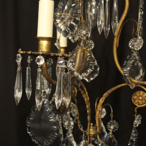 FRENCH GILDED BIRDCAGE 4 LIGHT ANTIQUE CHANDELIER - ADDITIONAL PHOTO 4