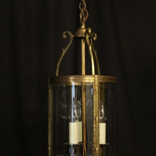 FRENCH GILDED TRIPLE LIGHT CONVEX ANTIQUE LANTERN - ADDITIONAL PHOTO 1