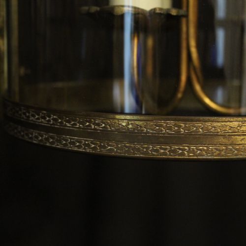FRENCH GILDED TRIPLE LIGHT CONVEX ANTIQUE LANTERN - ADDITIONAL PHOTO 8