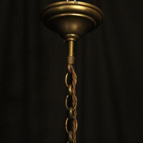 FRENCH GILDED TRIPLE LIGHT CONVEX ANTIQUE LANTERN - ADDITIONAL PHOTO 9