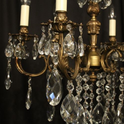 ITALIAN 6 LIGHT GILDED CRYSTAL ANTIQUE CHANDELIER - ADDITIONAL PHOTO 1
