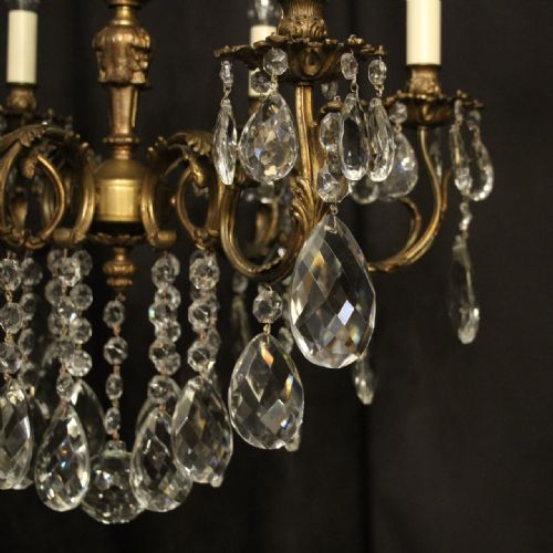 ITALIAN 6 LIGHT GILDED CRYSTAL ANTIQUE CHANDELIER - ADDITIONAL PHOTO 2