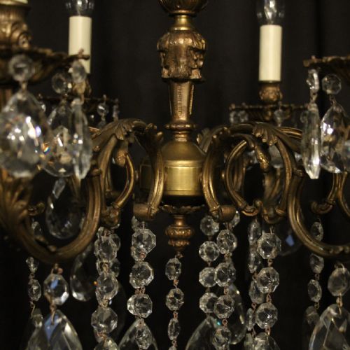 ITALIAN 6 LIGHT GILDED CRYSTAL ANTIQUE CHANDELIER - ADDITIONAL PHOTO 5