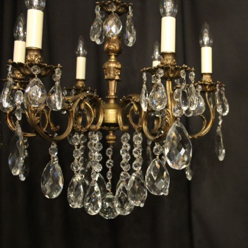 ITALIAN 6 LIGHT GILDED CRYSTAL ANTIQUE CHANDELIER - ADDITIONAL PHOTO 7