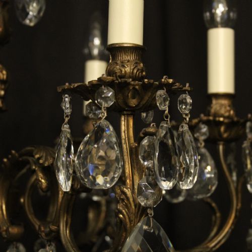 ITALIAN 6 LIGHT GILDED CRYSTAL ANTIQUE CHANDELIER - ADDITIONAL PHOTO 8