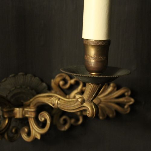 FRENCH PAIR OF EMPIRE TWIN ARM ANTIQUE WALL LIGHTS - ADDITIONAL PHOTO 2