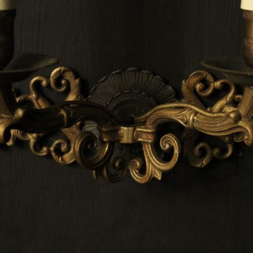 FRENCH PAIR OF EMPIRE TWIN ARM ANTIQUE WALL LIGHTS - ADDITIONAL PHOTO 3