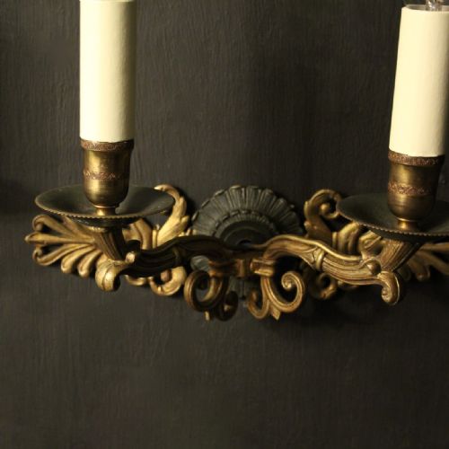 FRENCH PAIR OF EMPIRE TWIN ARM ANTIQUE WALL LIGHTS - ADDITIONAL PHOTO 4