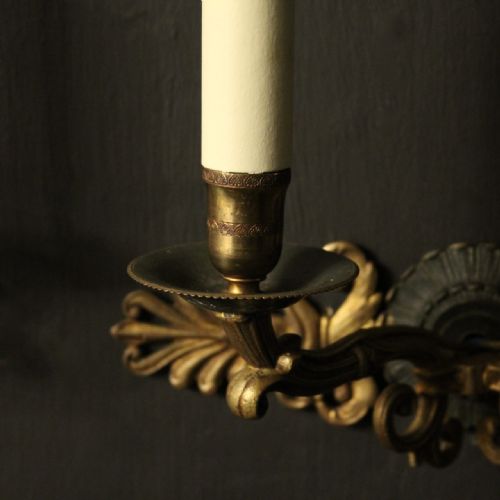 FRENCH PAIR OF EMPIRE TWIN ARM ANTIQUE WALL LIGHTS - ADDITIONAL PHOTO 5