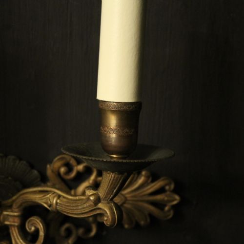 FRENCH PAIR OF EMPIRE TWIN ARM ANTIQUE WALL LIGHTS - ADDITIONAL PHOTO 6