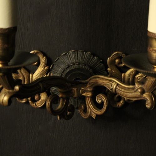 FRENCH PAIR OF EMPIRE TWIN ARM ANTIQUE WALL LIGHTS - ADDITIONAL PHOTO 7
