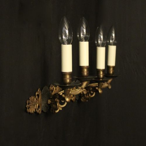 FRENCH PAIR OF EMPIRE TWIN ARM ANTIQUE WALL LIGHTS - ADDITIONAL PHOTO 8