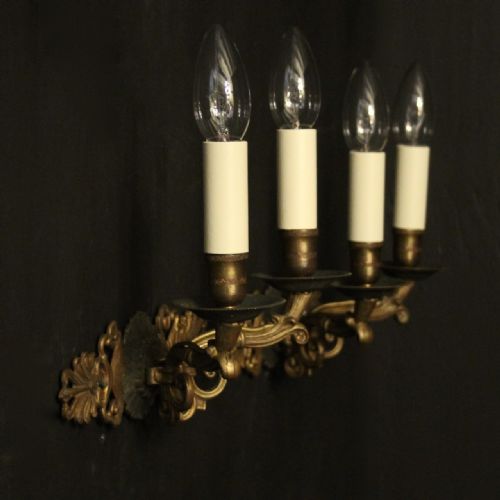 FRENCH PAIR OF EMPIRE TWIN ARM ANTIQUE WALL LIGHTS - ADDITIONAL PHOTO 9