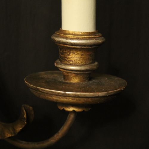 FRENCH SET OF THREE POLYCHROME TRIPLE ARM WALL LIGHTS - ADDITIONAL PHOTO 7