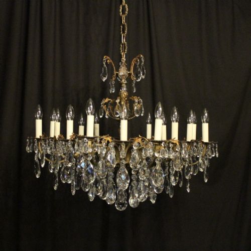 italian gilded crystal 16 light antique chandelier - CATEGORY: ANTIQUE LIGHTING - DATED 1910