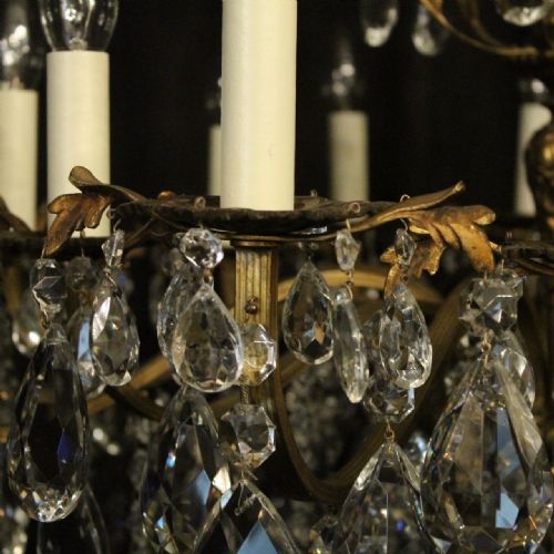 ITALIAN GILDED CRYSTAL 16 LIGHT ANTIQUE CHANDELIER - ADDITIONAL PHOTO 4