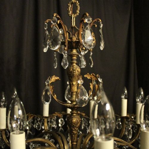 ITALIAN GILDED CRYSTAL 16 LIGHT ANTIQUE CHANDELIER - ADDITIONAL PHOTO 6
