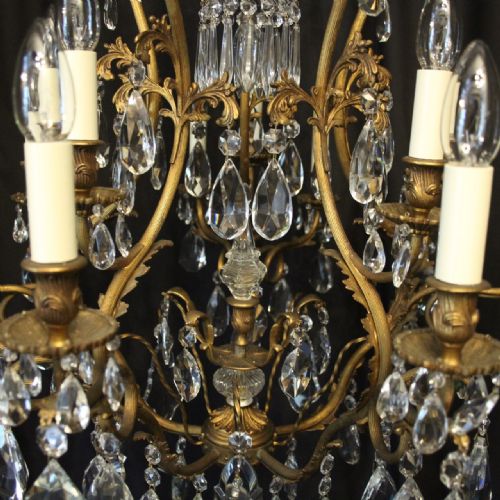 FRENCH GILDED BRONZE CAGE ANTIQUE CHANDELIER - ADDITIONAL PHOTO 2