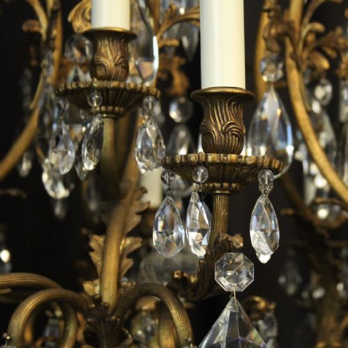 FRENCH GILDED BRONZE CAGE ANTIQUE CHANDELIER - ADDITIONAL PHOTO 3