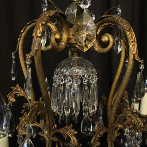 FRENCH GILDED BRONZE CAGE ANTIQUE CHANDELIER - ADDITIONAL PHOTO 4