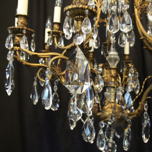 FRENCH GILDED BRONZE CAGE ANTIQUE CHANDELIER - ADDITIONAL PHOTO 6