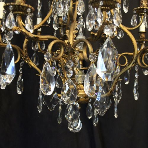FRENCH GILDED BRONZE CAGE ANTIQUE CHANDELIER - ADDITIONAL PHOTO 7