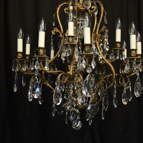 FRENCH GILDED BRONZE CAGE ANTIQUE CHANDELIER - ADDITIONAL PHOTO 9