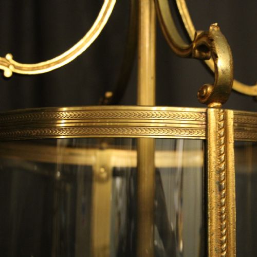 FRENCH LARGE PAIR OF GILDED BRONZE ANTIQUE HALL LANTERNS - ADDITIONAL PHOTO 3
