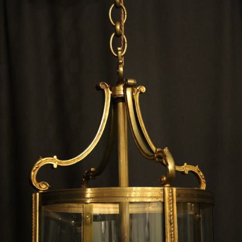 FRENCH LARGE PAIR OF GILDED BRONZE ANTIQUE HALL LANTERNS - ADDITIONAL PHOTO 6