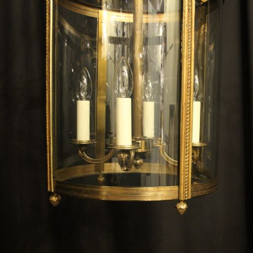 FRENCH LARGE PAIR OF GILDED BRONZE ANTIQUE HALL LANTERNS - ADDITIONAL PHOTO 7