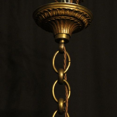 FRENCH LARGE PAIR OF GILDED BRONZE ANTIQUE HALL LANTERNS - ADDITIONAL PHOTO 8