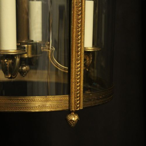 FRENCH LARGE PAIR OF GILDED BRONZE ANTIQUE HALL LANTERNS - ADDITIONAL PHOTO 9