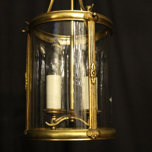FRENCH GILDED TWIN LIGHT ANTIQUE LANTERN - ADDITIONAL PHOTO 1