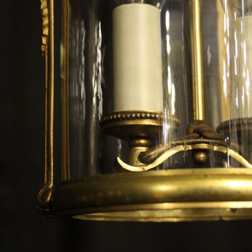 FRENCH GILDED TWIN LIGHT ANTIQUE LANTERN - ADDITIONAL PHOTO 6