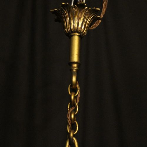 FRENCH GILDED TWIN LIGHT ANTIQUE LANTERN - ADDITIONAL PHOTO 9