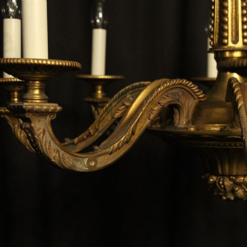 FRENCH GILDED BRONZE 8 LIGHT ANTIQUE CHANDELIER - ADDITIONAL PHOTO 3