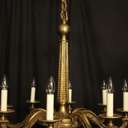 FRENCH GILDED BRONZE 8 LIGHT ANTIQUE CHANDELIER - ADDITIONAL PHOTO 4