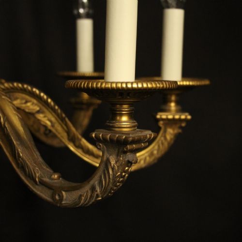FRENCH GILDED BRONZE 8 LIGHT ANTIQUE CHANDELIER - ADDITIONAL PHOTO 6