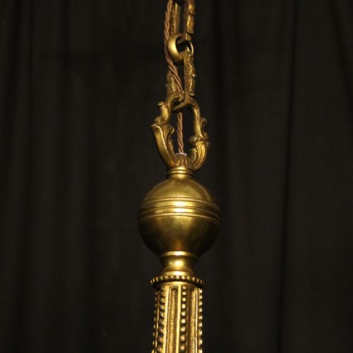 FRENCH GILDED BRONZE 8 LIGHT ANTIQUE CHANDELIER - ADDITIONAL PHOTO 7